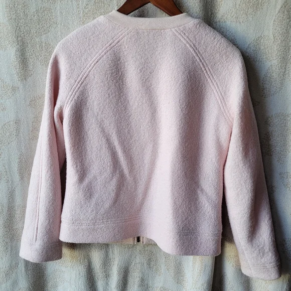 Lands' End Light Pink Wool-Blend Bomber Jacket Size 4 Full Zip Front Pockets - Picture 7 of 13